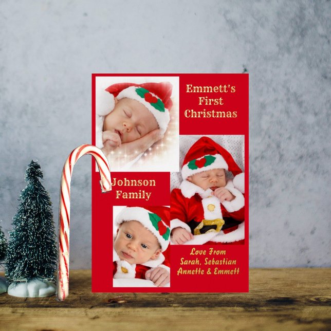 Tres bebes de fotos Primer Navidades Tarjeta de go (Subido por el creador)