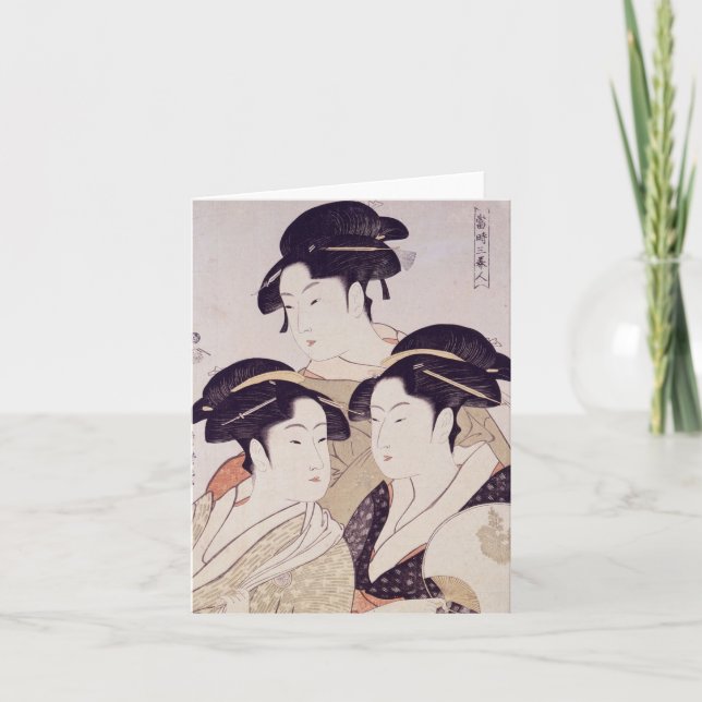 Tres bellezas de la tarjeta de notas en blanco del (Anverso)