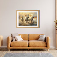 Tres blancos caballos salvajes Posters de arte acu