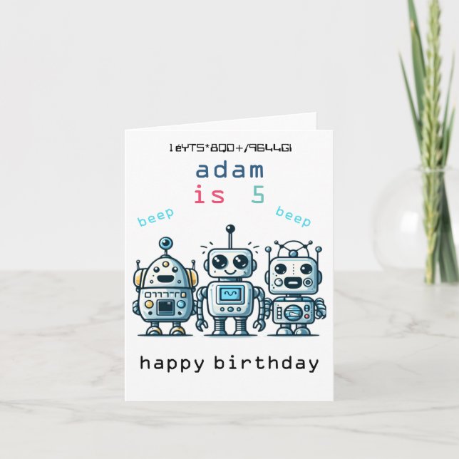 Tres bonitas tarjetas de cumpleaños de Robot retro (Anverso)