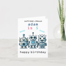 Tres bonitas tarjetas de cumpleaños de Robot retro