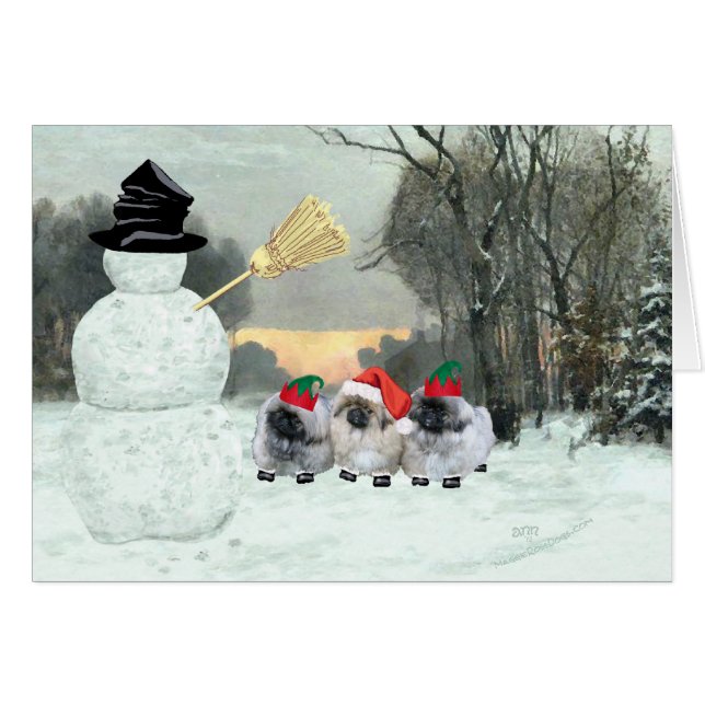 Tres cachorros de Pekín Navidad (Anverso (Horizontal))