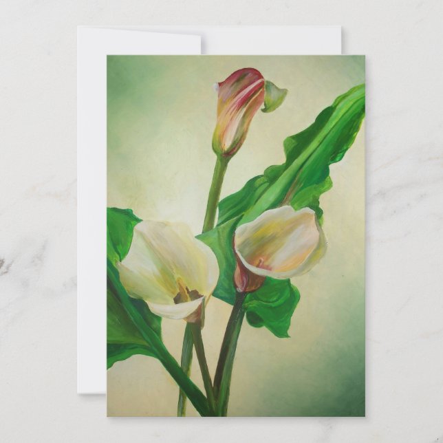 Tres Calla Lilies Asombroso Acrílico Botánico (Anverso)