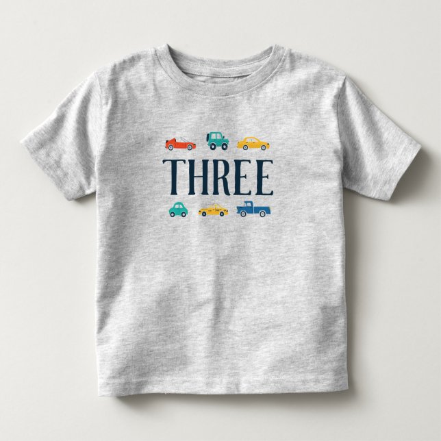 Tres camisetas de cumpleaños de transporte (Anverso)