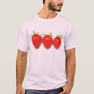 Tres camisetas de fresas