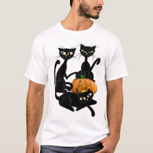 Tres camisetas transparente de los gatos negros