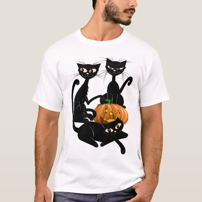Tres camisetas transparente de los gatos negros (Anverso)