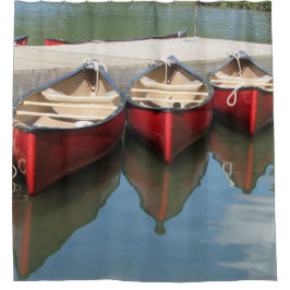 Tres canoas rojas cortina de ducha rústica