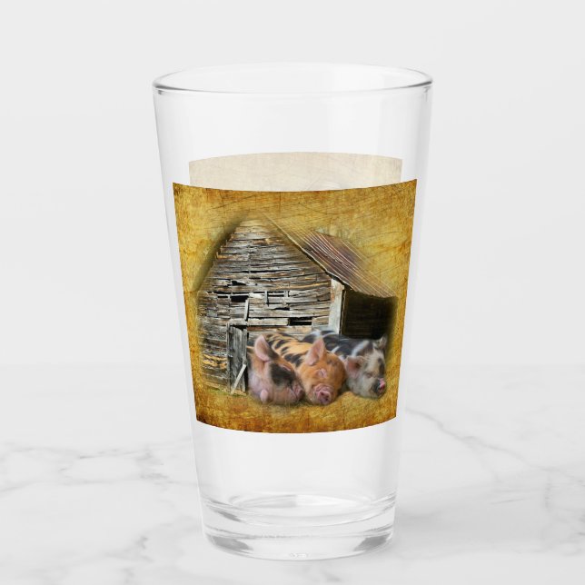 Tres Cerditos En El Rústico Barn Snoozing (Anverso)