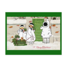 Tres Chicas y cerdos en la Navidad vinícola en Sle