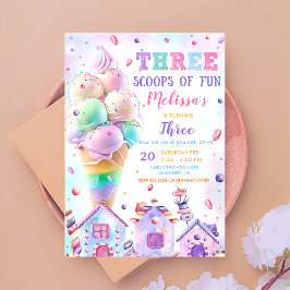 Tres copas de divertida invitación al cumpleaños d