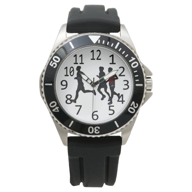 Tres corredores masculinos con relojes personaliza (Anverso)