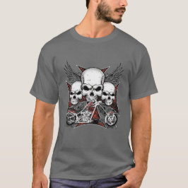 Tres cráneo con camiseta de motocicleta de helicóp