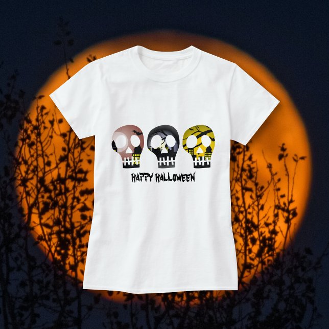 Tres cráneos camisetas de Halloween (Subido por el creador)