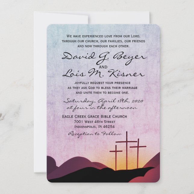 Tres cruces invitación a la boda (Anverso)