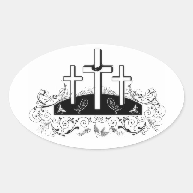 Tres cruces pegatina ovalada (Anverso)