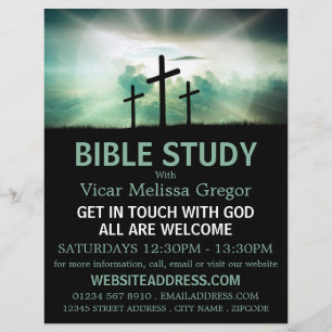 Tres cruces, publicidad de clase de la Biblia Cris