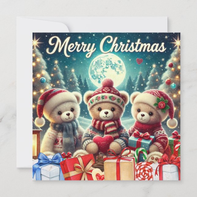 Tres Cuidados Teddy Bears Feliz Navidad (Anverso)