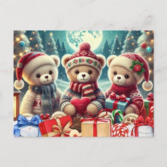 Tres Cuidados Teddy Bears Feliz Navidad (Anverso)