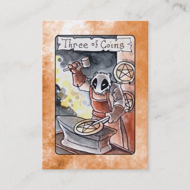 Tres de la tarjeta de visita de Tarot de las (Anverso)