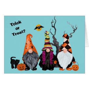 Tres divertidos Gnomes Halloween Trick o Trete