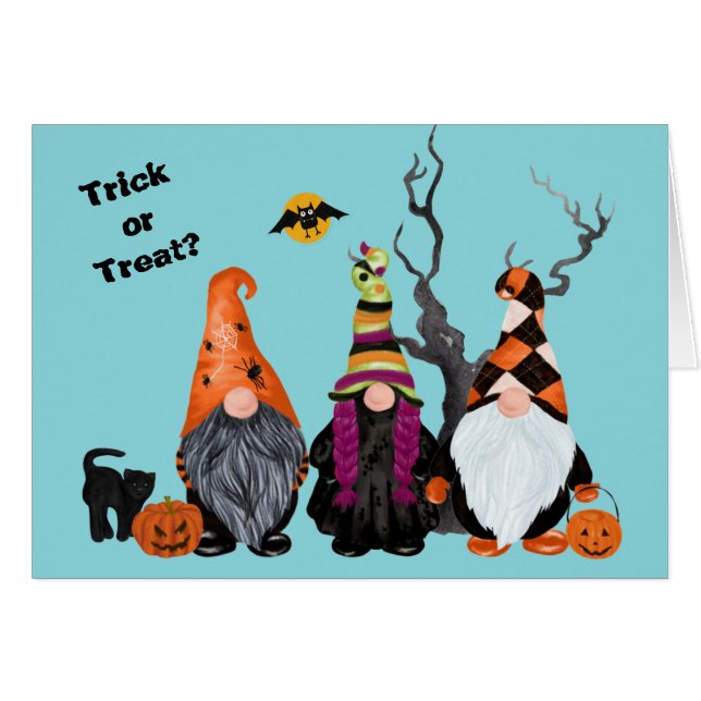 Tres divertidos Gnomes Halloween Trick o Trete (Anverso (Horizontal))