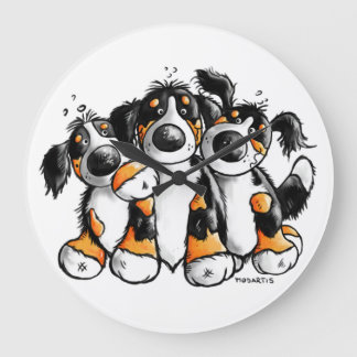 Tres divertidos reloj de pared de perros de montañ