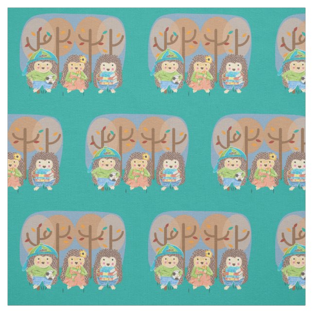 Tres erizos en tela de cabrito de bosque (Retal)