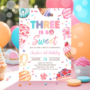 Tres es una invitación a los dulces Donut Candy pa