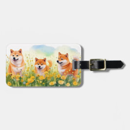 tres etiquetas de equipaje lindas de shiba inus y