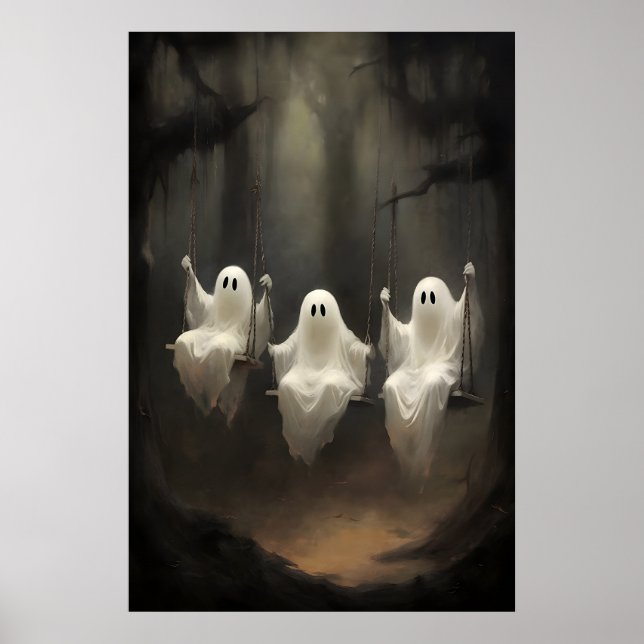 Tres fantasmas en columpio Impresión de bosque, Da (Frente)