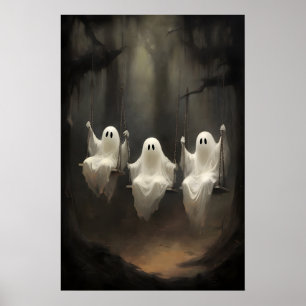 Tres Fantasmas en Impresión de Bosque de Columpios
