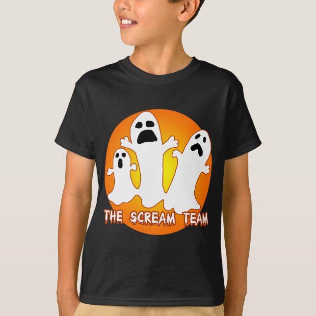 Tres fantasmas la camiseta de Halloween del equipo (Anverso)