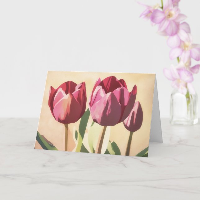 Tres flores de tulipán tarjeta de arte moderno de  (Orquídea)