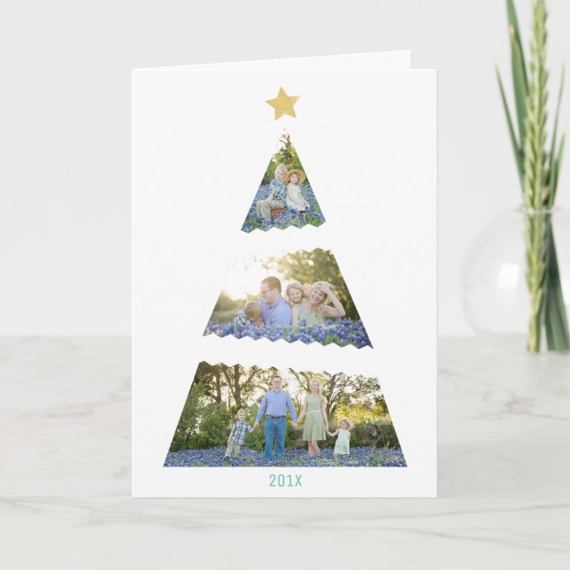 Tres fotos Árbol de Navidad Saludo de Navidad Mode (Anverso)