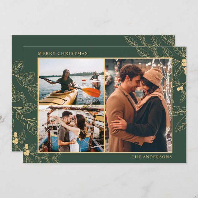 Tres fotos botánicas Feliz pareja navideña (Anverso / Reverso)