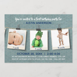 Tres fotos en twine - Invitación a la fiesta de cu