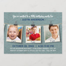 Tres fotos en twine - Invitación a la fiesta de cu