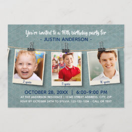 Tres fotos en twine - Invitación a la fiesta de cu