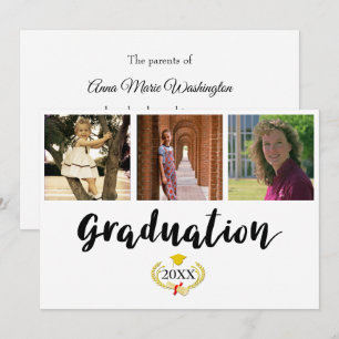 Tres fotos Tarjeta de graduación universitaria