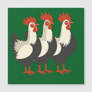 Tres gallinas francesas retro de corte de mediados