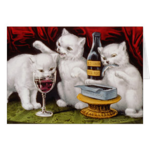 Tres gatitos con el vino y las sardinas