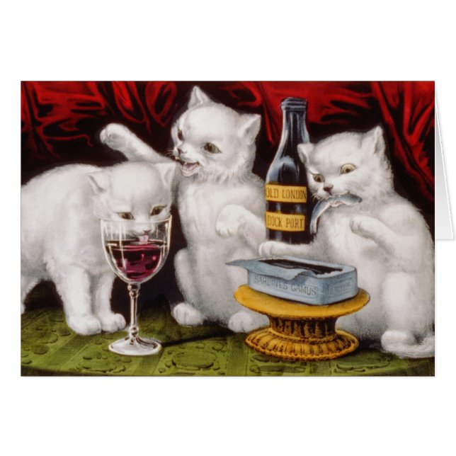 Tres gatitos con el vino y las sardinas (Anverso (Horizontal))