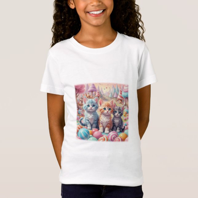 Tres gatitos en camiseta de Candy Land (Anverso)