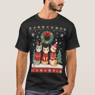 Tres gatos divertidos gatos feos de Navidad suéter