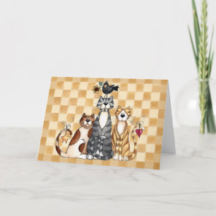 Tres gatos - tarjeta en blanco