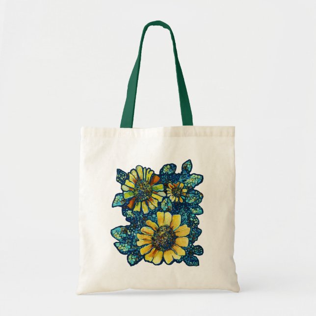 Tres girasoles, la bolsa de asas floral del arte (Frente)