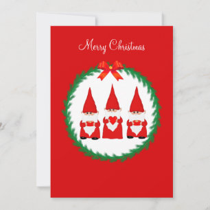 Tres gnomos de Navidad en rojo