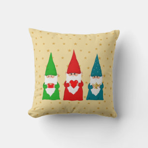 Tres gnomos de Navidad y cojín decorativo de estre