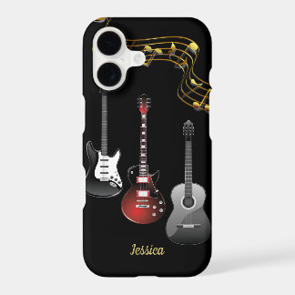 Tres guitarras y notas musicales, nombre